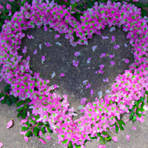 Bó hoa hình trái tim với các loài hoa màu hồng