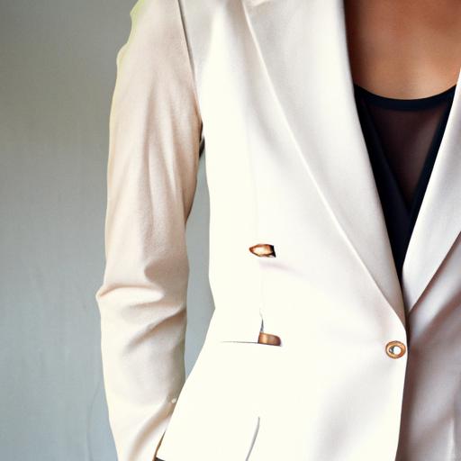 Bộ vest nữ ngắn màu trắng với phong cách cổ điển, thanh lịch.