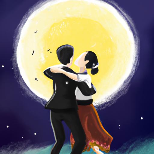 Một cặp đôi nhảy chậm theo giai điệu của bài hát 'Bà Năm' dưới ánh trăng.
