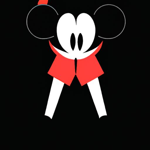 Hình ảnh tối giản và hiện đại của chuột Mickey với chiếc quần đỏ đặc trưng