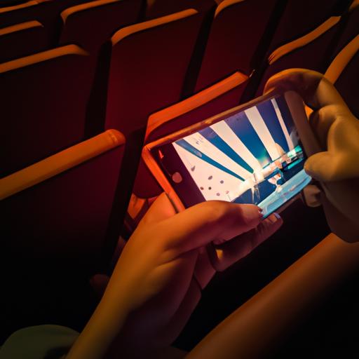 Người chụp ảnh màn hình phim bằng điện thoại tại rạp chiếu phim