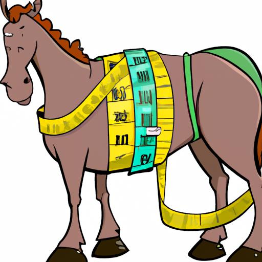 Một con ngựa thân lừa ưa nặng đang được đo lường vòng eo bằng dây đo