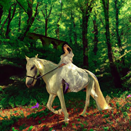 Công chúa đẹp nhất thế giới cưỡi ngựa trắng trong khu rừng xanh tươi