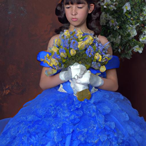 Công chúa trẻ đẹp nhất thế giới mặc chiếc váy xanh và cầm bó hoa