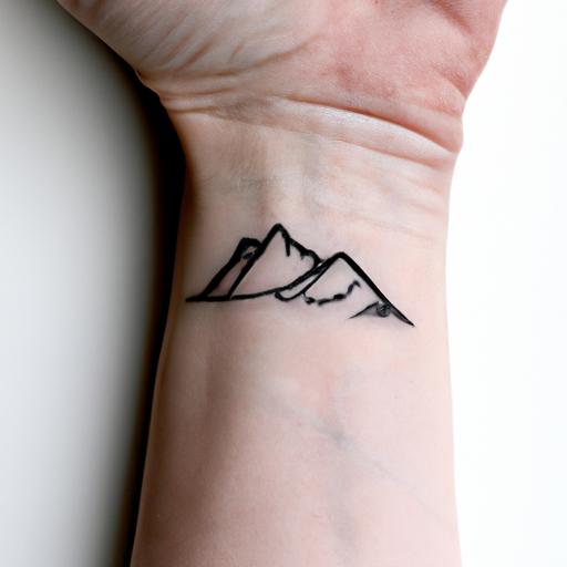 Hình xăm dãy núi tối giản trên cổ tay người phụ nữ