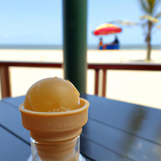 Gần cận kem chống nắng 1 lít trên bàn với nền biển