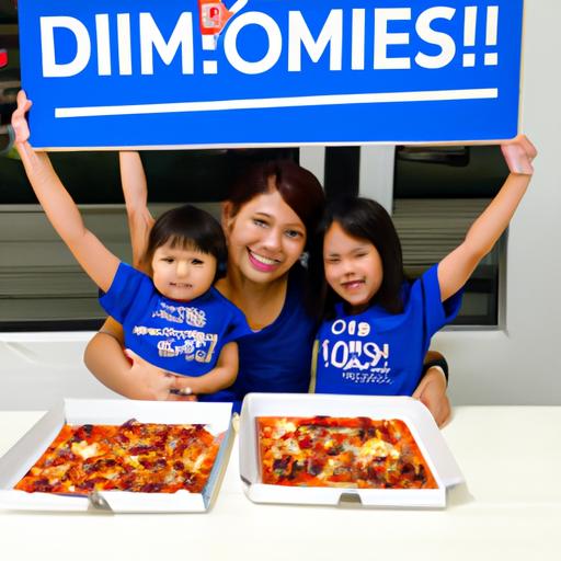 Gia đình hạnh phúc cùng thưởng thức pizza ngon với ưu đãi mua 1 tặng 1 của Domino's Pizza