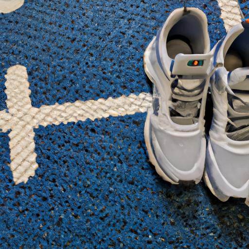Giày tập gym nam Nike màu xám xanh đang được sử dụng trên sàn phòng tập.