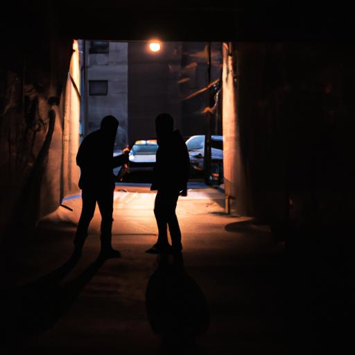 Hình ảnh 2 người cầm súng đối diện nhau trong ngõ tối