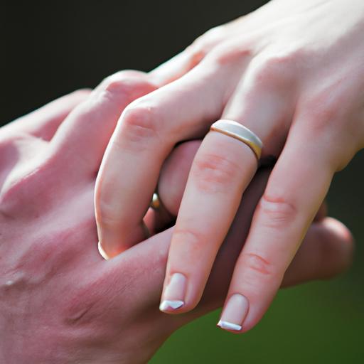 Một tay nắm lấy tay kia, ngón tay có đeo nhẫn cưới.