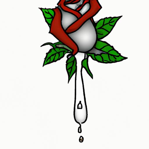 Hình xăm hoa hồng với gai và giọt nước mắt rơi từ đó