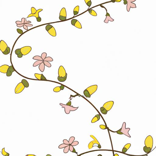 Hoa dây trang trí vẽ tay với những đoá hoa màu hồng và vàng tinh tế