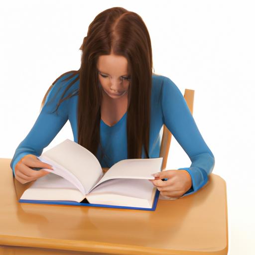 Học sinh ngồi tại bàn với cuốn sách mở trước mặt.