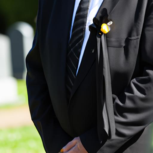 Người đàn ông mặc bộ vest đen và cà vạt tham dự lễ tưởng niệm