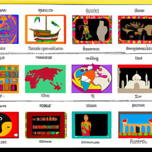 Lịch treo tường với chủ đề văn hóa, với các hình ảnh địa danh của các quốc gia khác nhau, cho lớp 7.