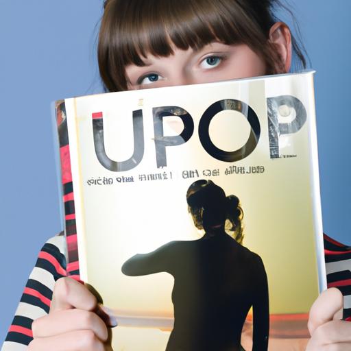 Một cô gái trẻ cầm một album pop của US UK