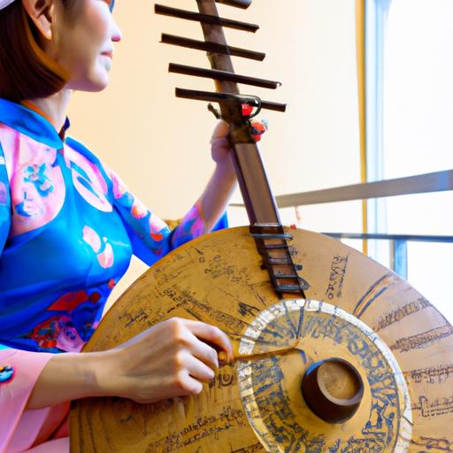 Nàng mặc áo bào chơi đàn tranh, nhạc cụ dân tộc Việt Nam
