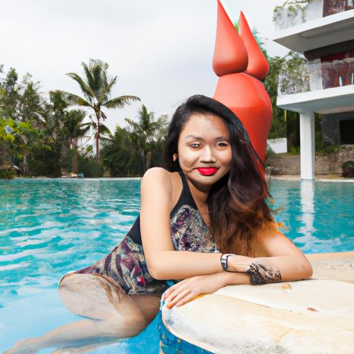 Người mẫu bikini Việt Nam trong bể bơi sang trọng