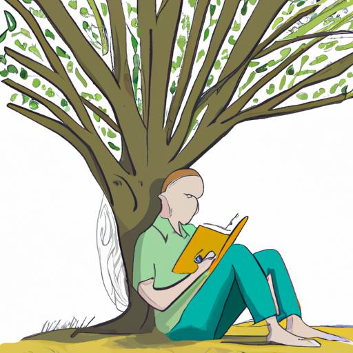 Người ngồi dưới cây với quyển sách trong tay