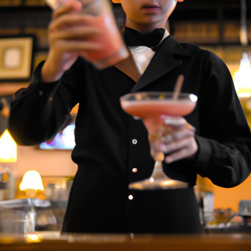 Người pha chế chuẩn bị một ly cocktail tại Nhà hàng Hải Anh