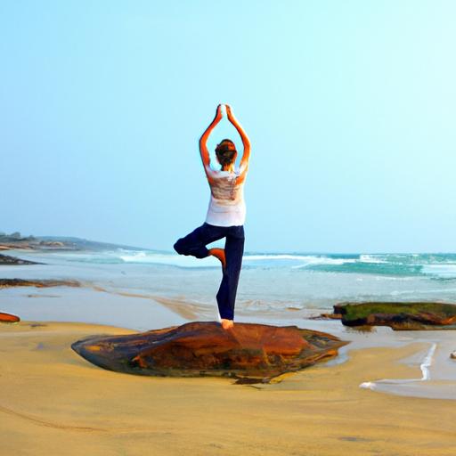 Người tập yoga trên bãi biển