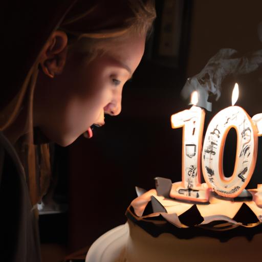 Người đang thổi nến trên bánh sinh nhật với số 19 trên đó.