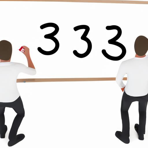 Một nhóm người đang chia sẻ ý tưởng với các số 1 3 3 2 3 3 được viết trên bảng trắng.