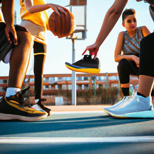 Nhóm thanh niên chơi bóng rổ với giày Adidas