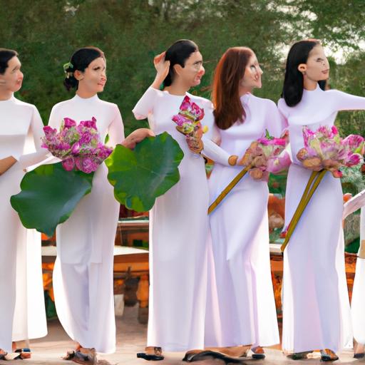 Những người mẫu tạo dáng cùng hoa sen trong bộ áo dài
