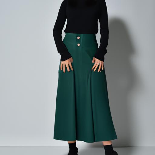 Phong cách kiêu kỳ và cá tính được thể hiện qua sự kết hợp của áo len xanh lá cây và quần culottes đen.