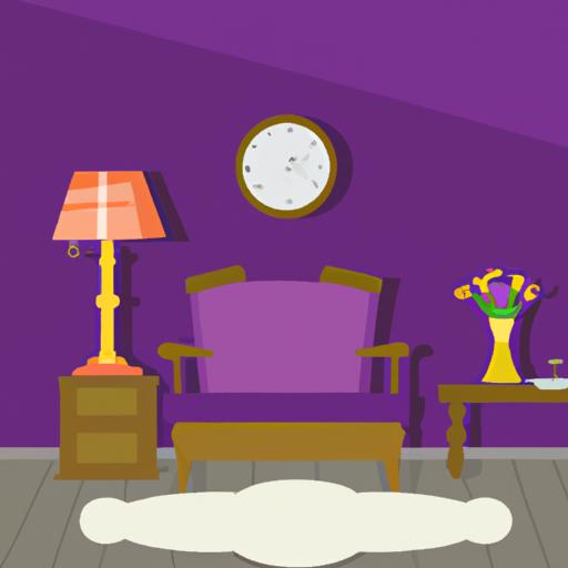 Phòng khách với tông màu tím trang nhã