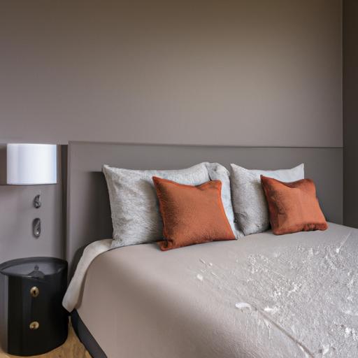 Phòng ngủ hiện đại với chăn ga màu chàm và trang trí tối giản