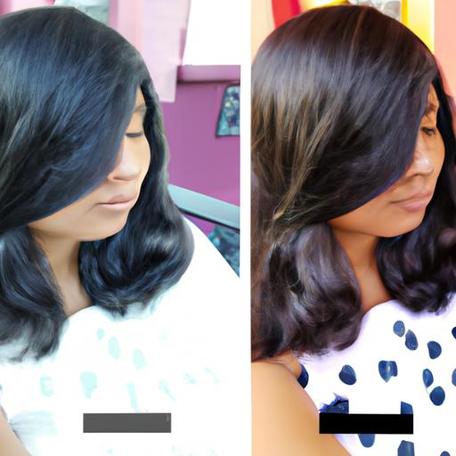 So sánh trước và sau khi chăm sóc mái tóc nửa đen nửa trắng của một người