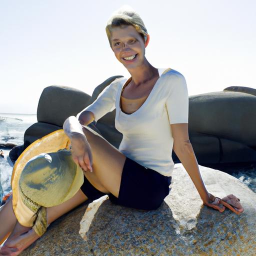 Tạo dáng chụp ảnh bikini ở biển - Tư thế ngồi trên đá