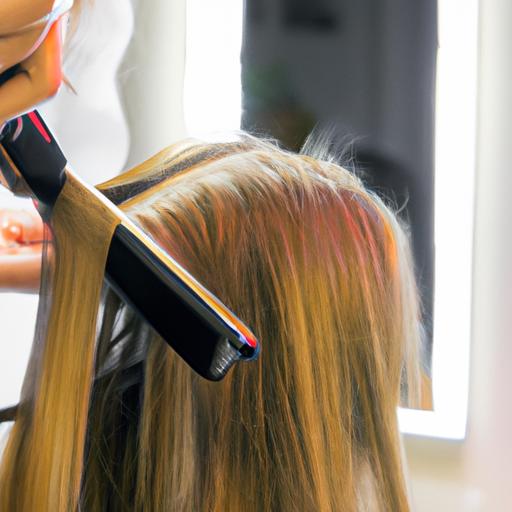 Thợ làm tóc đang sử dụng bàn chải duỗi tóc cho khách hàng