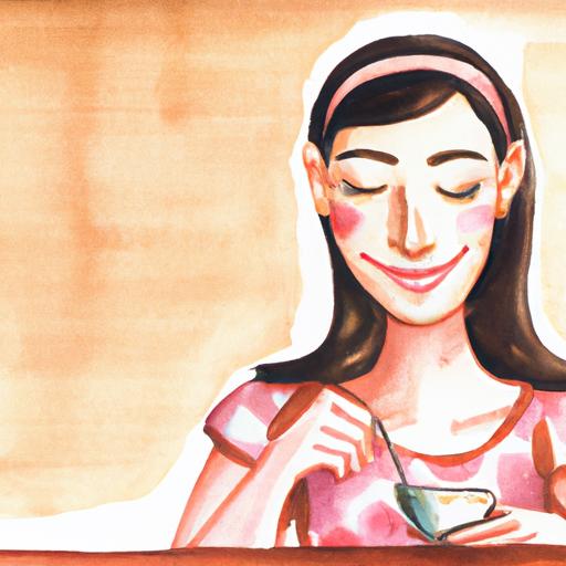 Bức tranh màu nước của một phụ nữ thưởng thức tách trà