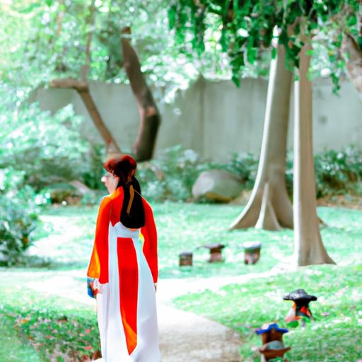 Phụ nữ sinh năm Tý Sửu đang đi dạo trong vườn. Tạo hình ảnh thể hiện sự kết nối với thiên nhiên và bình an bên trong cô ấy.