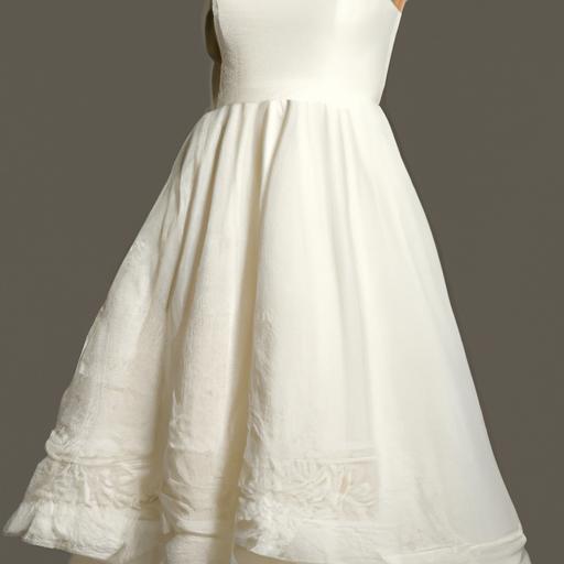 Chiếc váy chữ A trắng với phần thân ren và chân váy xoè