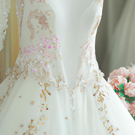 Chiếc váy cưới tuyệt đẹp với những đường thêu mỹ thuật 9 tinh xảo, tạo nên sự sang trọng và lộng lẫy cho cô dâu.