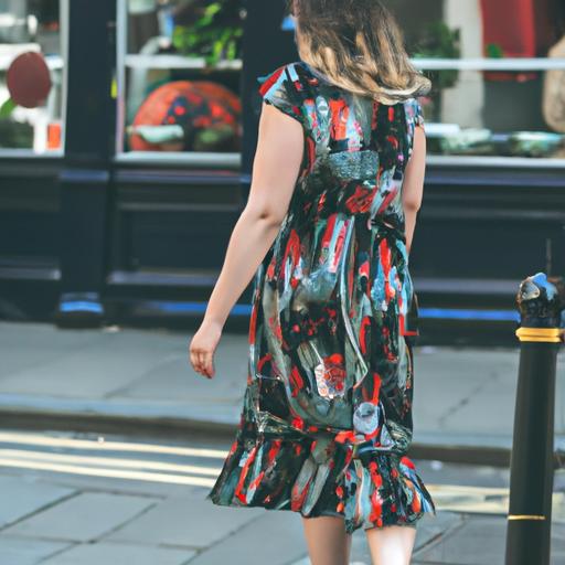 Đi bộ trên đường phố với chiếc váy midi thời thượng