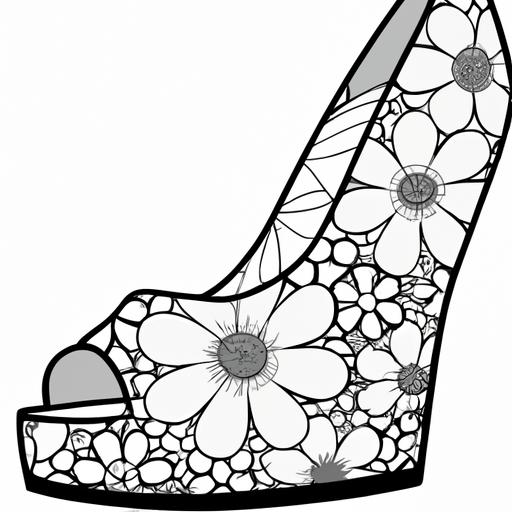 Vẽ giày cao gót dáng bệt với họa tiết hoa nổi bật.