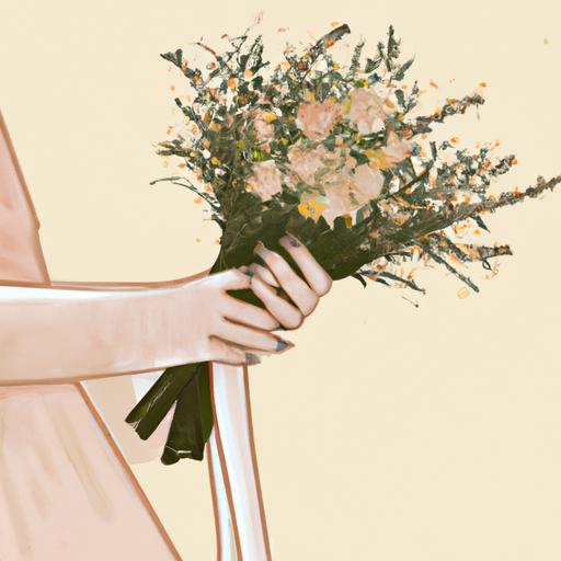 Vẽ tay người con gái cầm bó hoa gần gũi