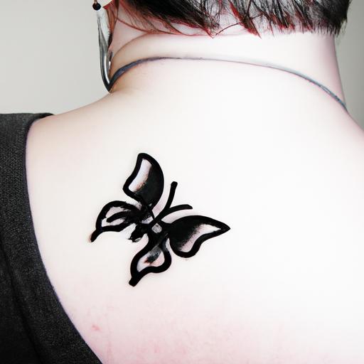 Hình xăm bướm đen trắng trên cổ